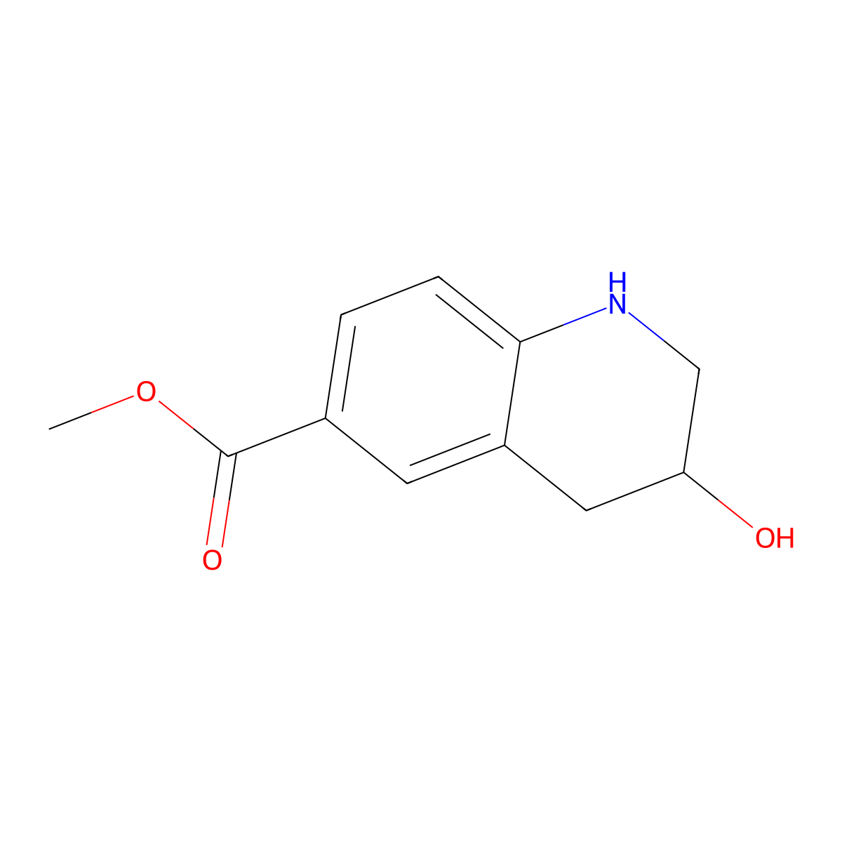 Methyl 3-hydroxy-1,2,3,4-tetrahydroquinoline-6-carboxylate molecular structure, CAS 2680536-79-0