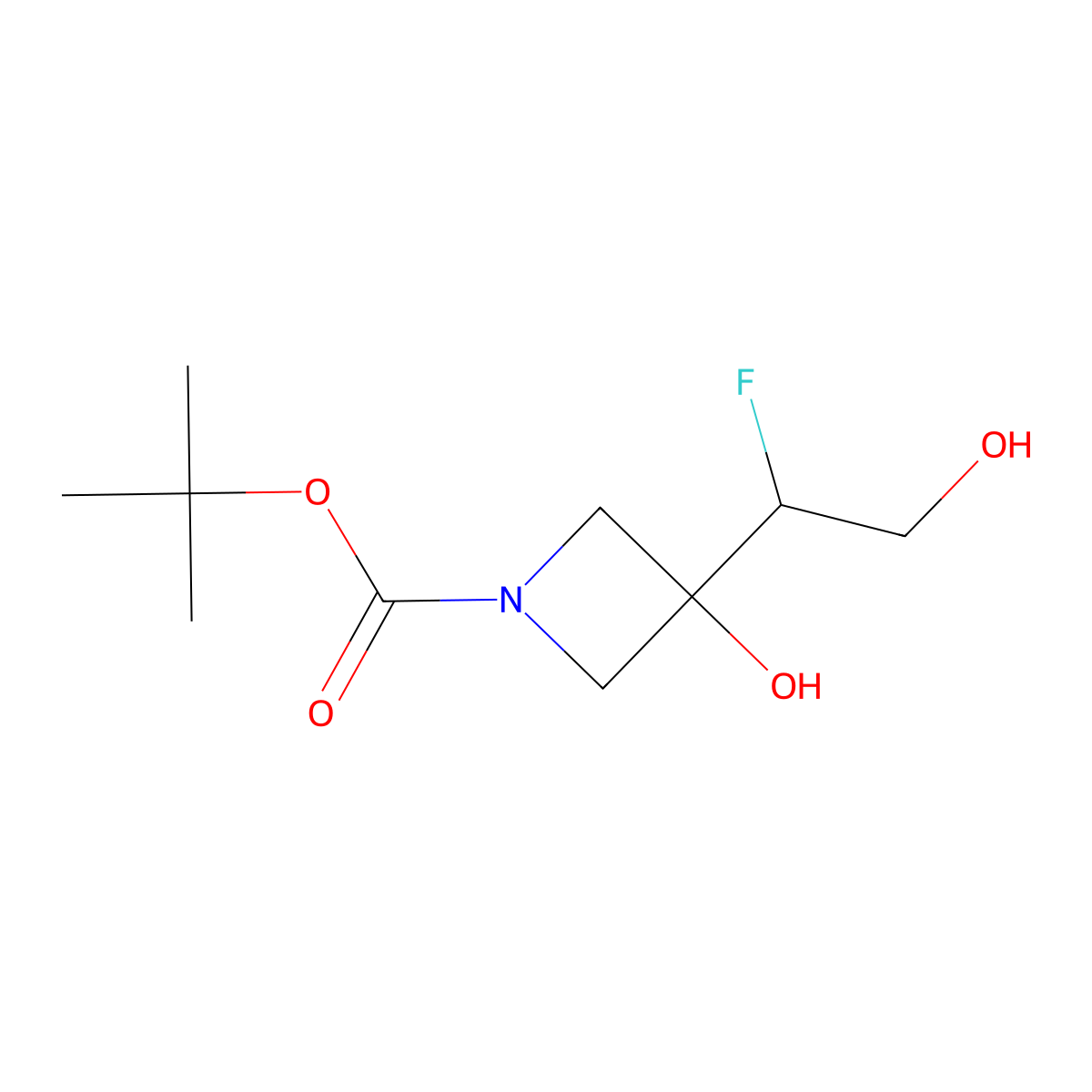 Tert-butyl 3-(1-fluoro-2-hydroxyethyl)-3-hydroxyazetidine-1-carboxylate molecular structure, CAS 2680536-95-0