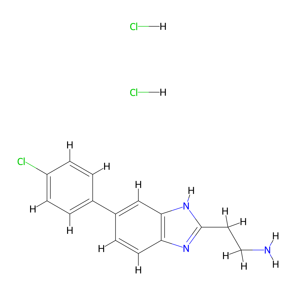 2-(5-(4-chlorophenyl)-1H-1,3-benzodiazol-2-yl)ethan-1-amine dihydrochloride molecular structure, CAS 2680536-98-3
