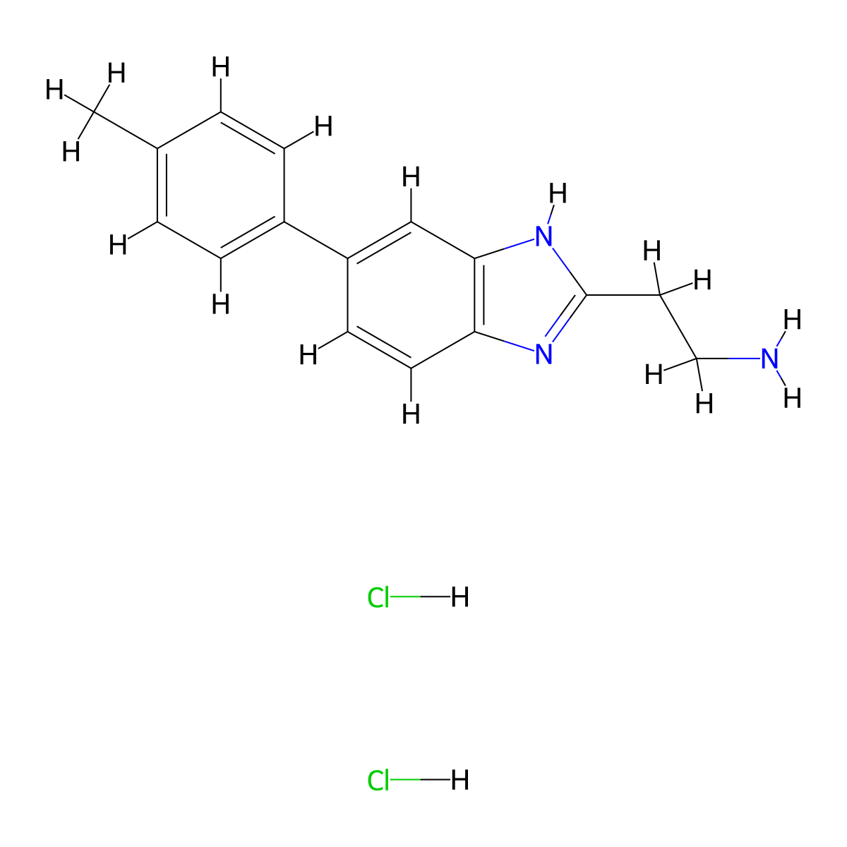 2-(5-(4-methylphenyl)-1H-1,3-benzodiazol-2-yl)ethan-1-amine dihydrochloride molecular structure, CAS 2680537-02-2