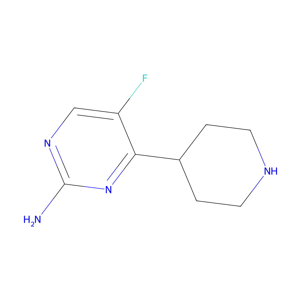 5-Fluoro-4-(piperidin-4-yl)pyrimidin-2-amine molecular structure, CAS 2680537-16-8