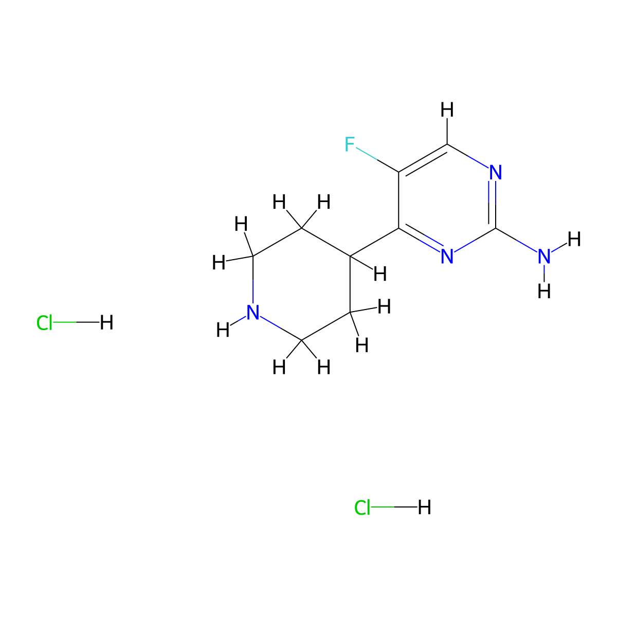 5-Fluoro-4-(piperidin-4-yl)pyrimidin-2-amine dihydrochloride molecular structure, CAS 2680537-17-9