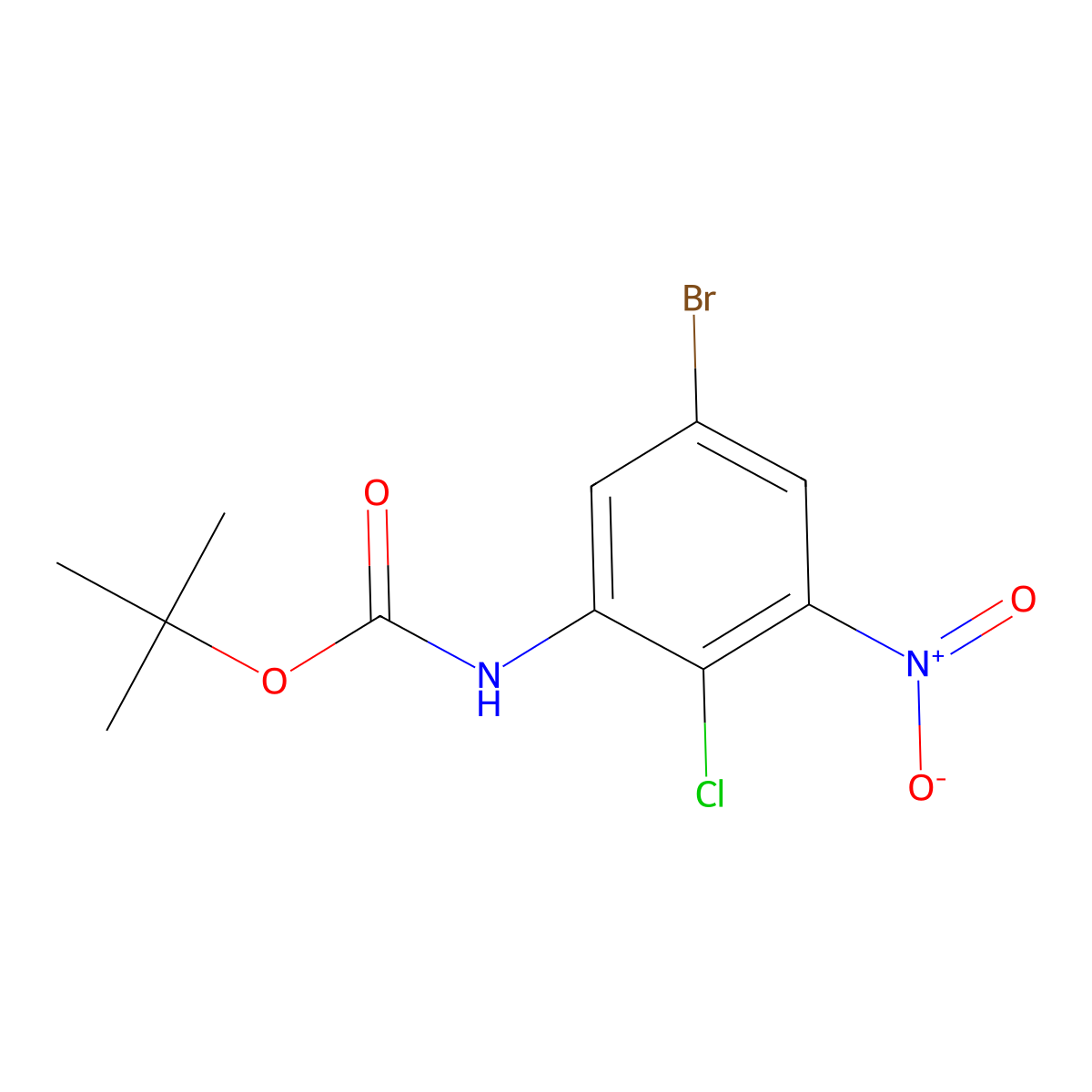 tert-butyl N-(5-bromo-2-chloro-3-nitrophenyl)carbamate molecular structure, CAS 2680537-19-1