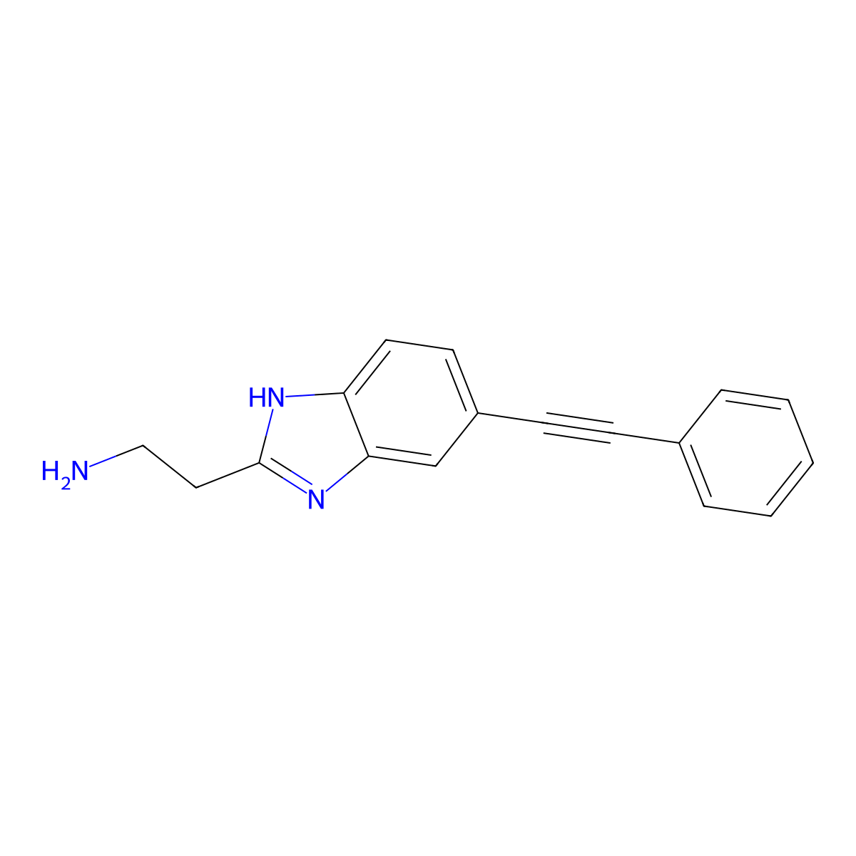 2-[5-(2-phenylethynyl)-1H-1,3-benzodiazol-2-yl]ethan-1-amine molecular structure, CAS 2680537-20-4
