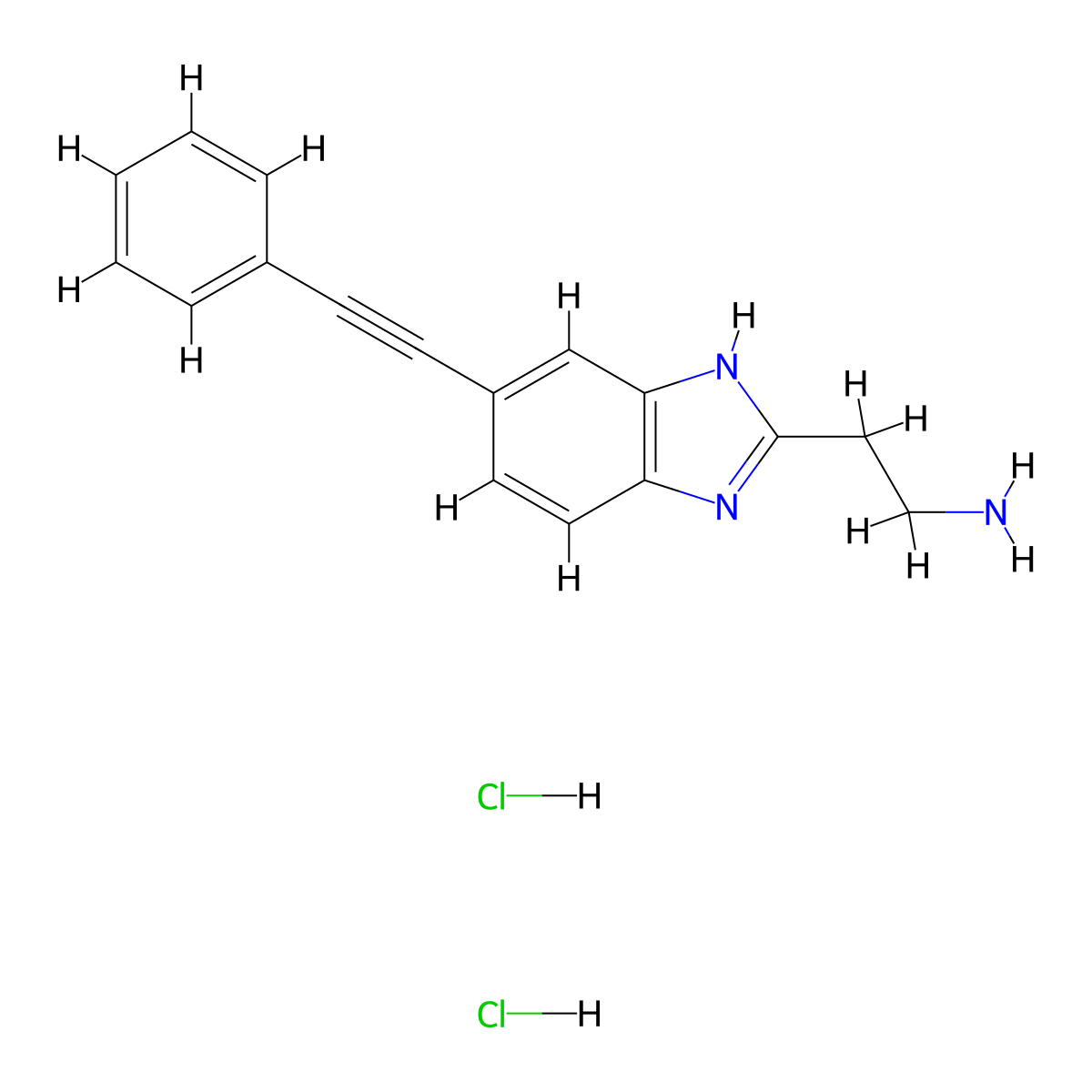 2-[5-(2-phenylethynyl)-1H-1,3-benzodiazol-2-yl]ethan-1-amine dihydrochloride molecular structure, CAS 2680537-21-5