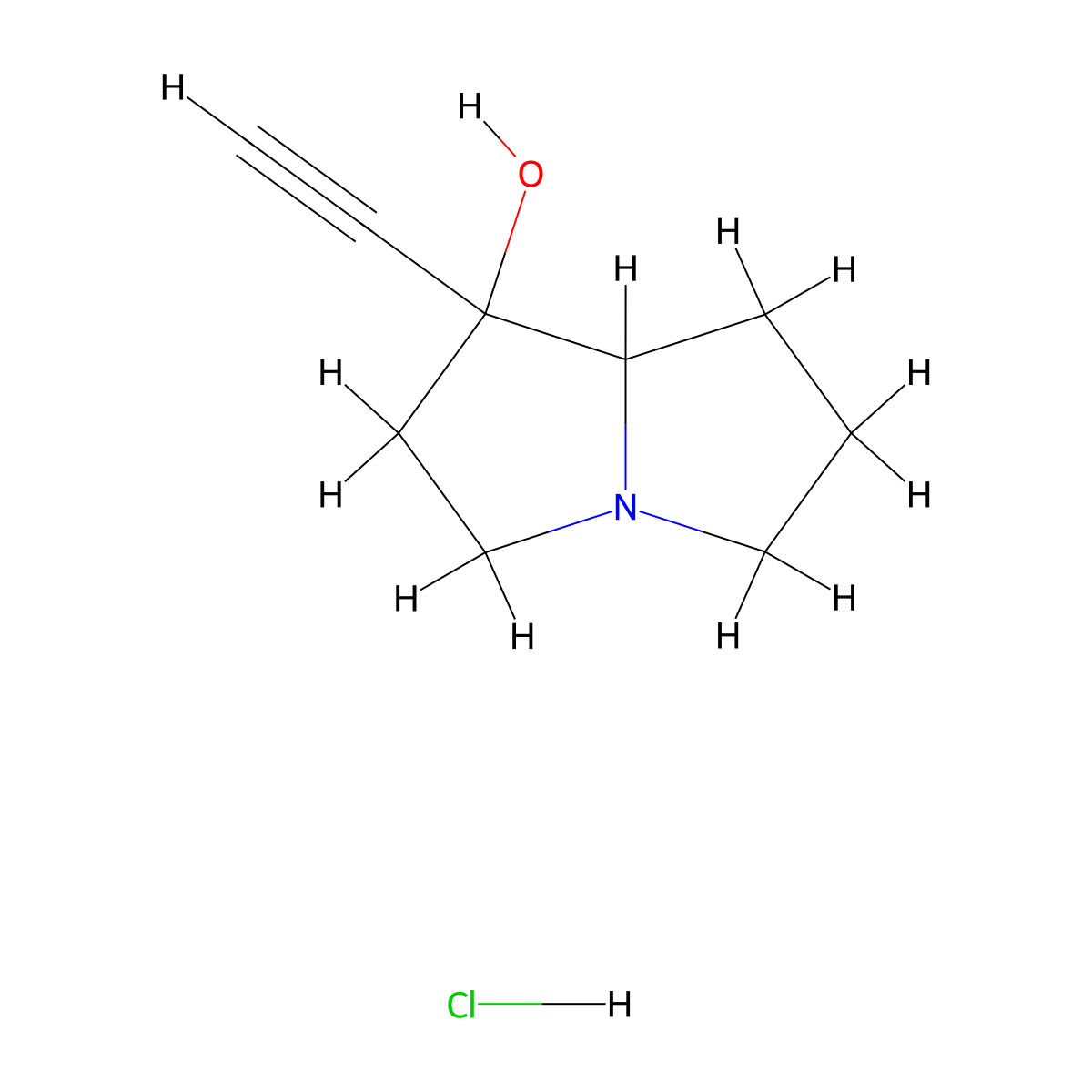 1-ethynyl-hexahydro-1H-pyrrolizin-1-ol hydrochloride molecular structure, CAS 2680537-26-0