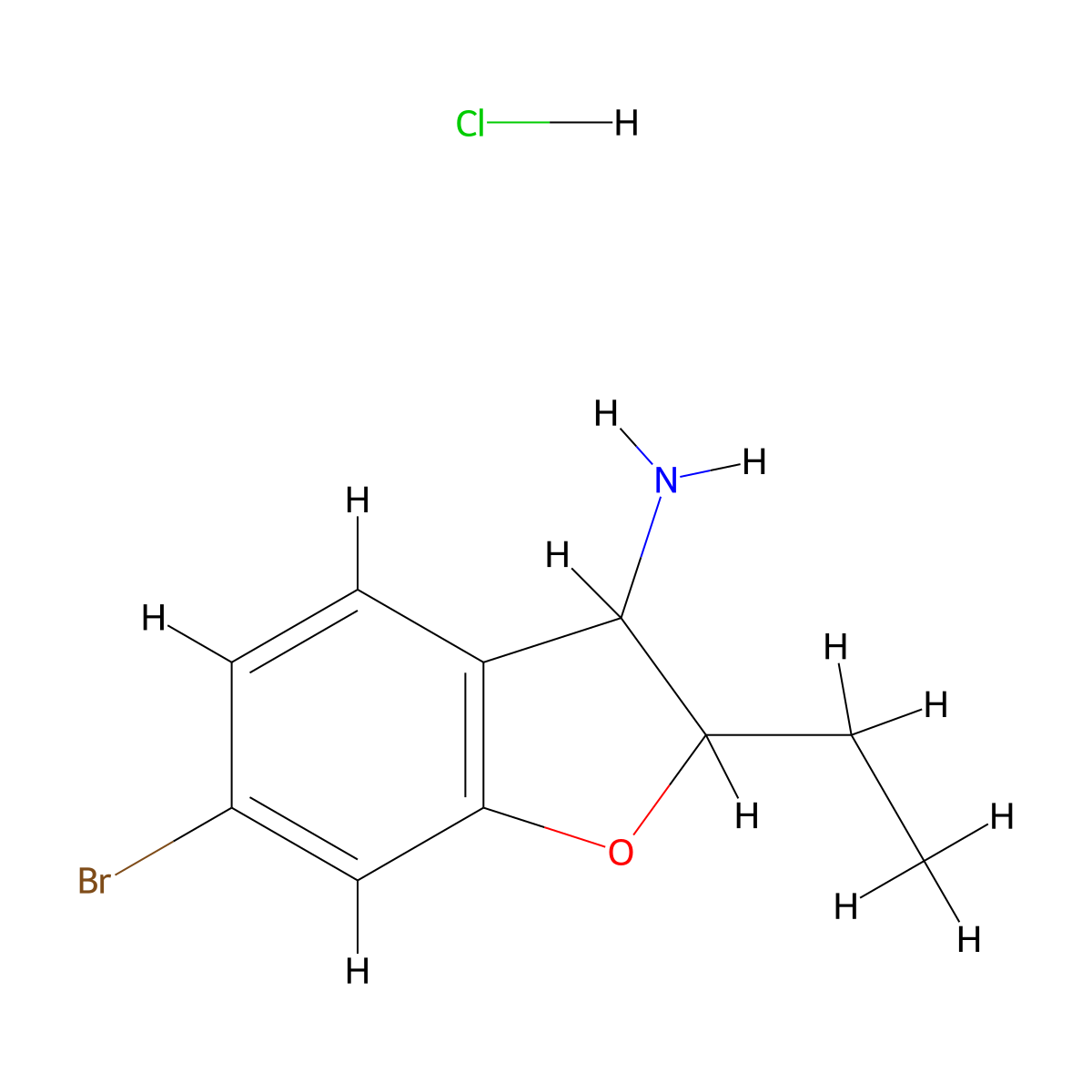 6-Bromo-2-ethyl-2,3-dihydro-1-benzofuran-3-amine hydrochloride molecular structure, CAS 2680537-29-3