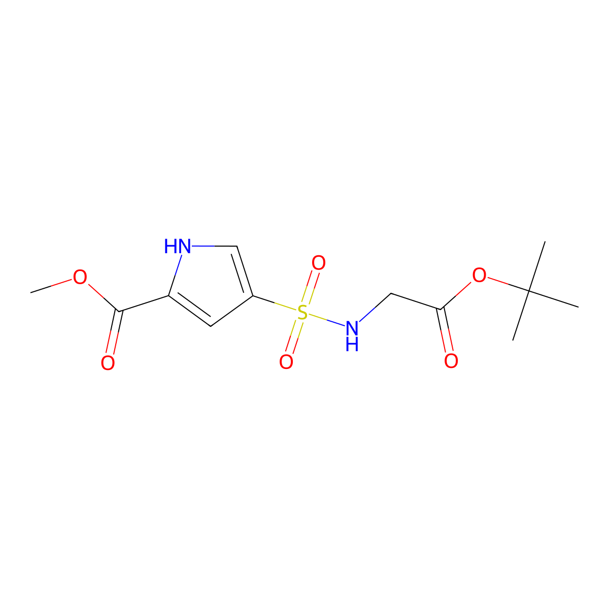 methyl 4-{[2-(tert-butoxy)-2-oxoethyl]sulfamoyl}-1H-pyrrole-2-carboxylate molecular structure, CAS 2680537-42-0