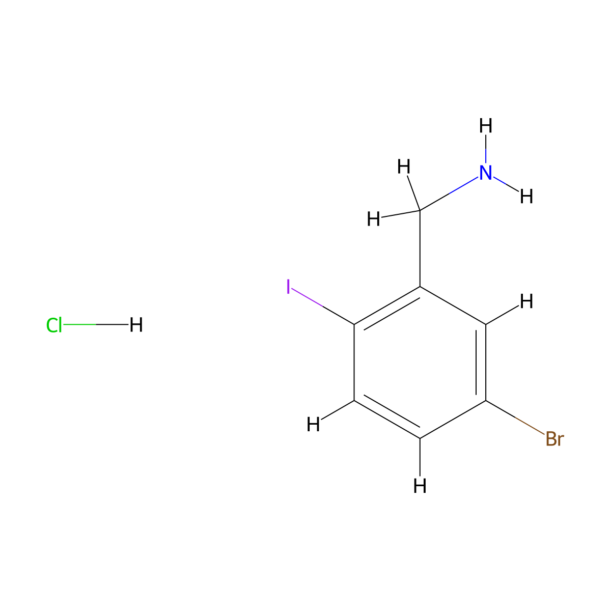 1-(5-Bromo-2-iodophenyl)methanamine hydrochloride molecular structure, CAS 2680537-44-2