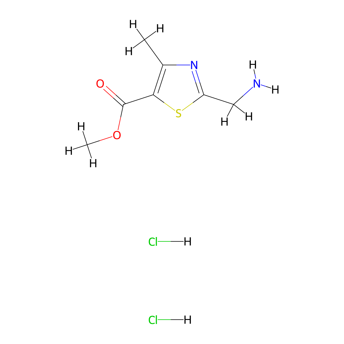 Methyl 2-(aminomethyl)-4-methyl-1,3-thiazole-5-carboxylate dihydrochloride molecular structure, CAS 2680537-46-4