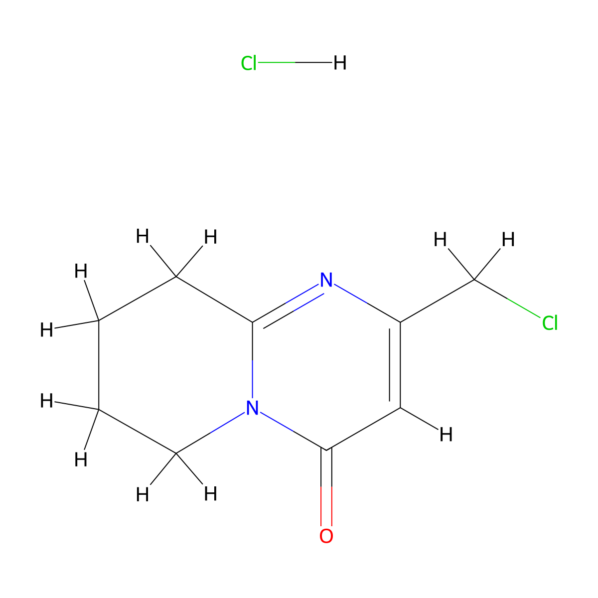 2-(chloromethyl)-4H,6H,7H,8H,9H-pyrido[1,2-a]pyrimidin-4-one hydrochloride molecular structure, CAS 2680537-48-6