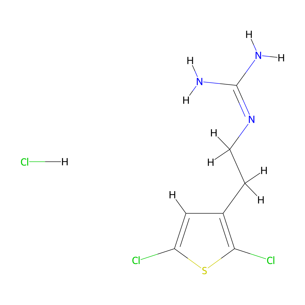 N-[2-(2,5-dichlorothiophen-3-yl)ethyl]guanidine hydrochloride molecular structure, CAS 2680537-51-1
