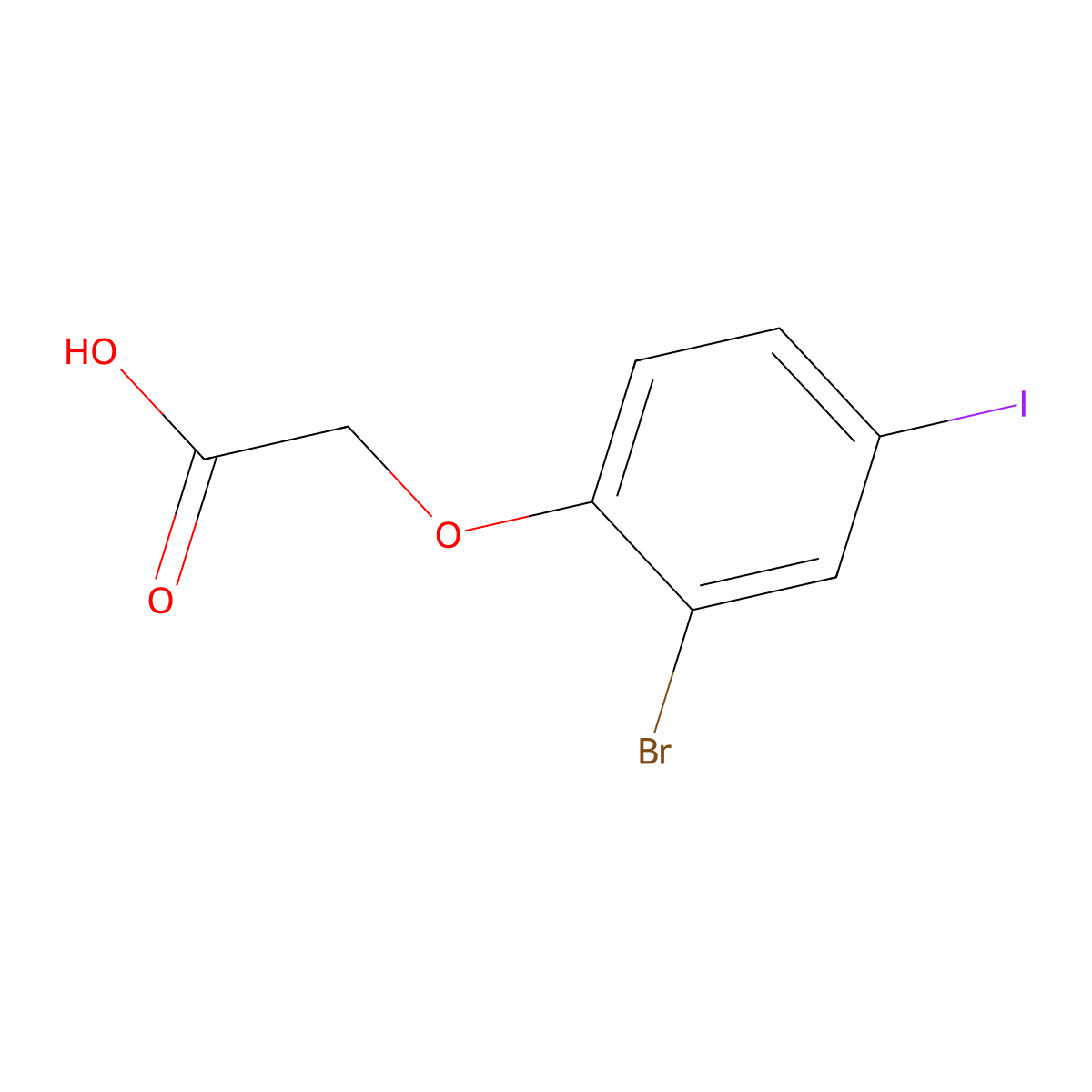 2-(2-Bromo-4-iodophenoxy)acetic acid molecular structure, CAS 2680537-52-2