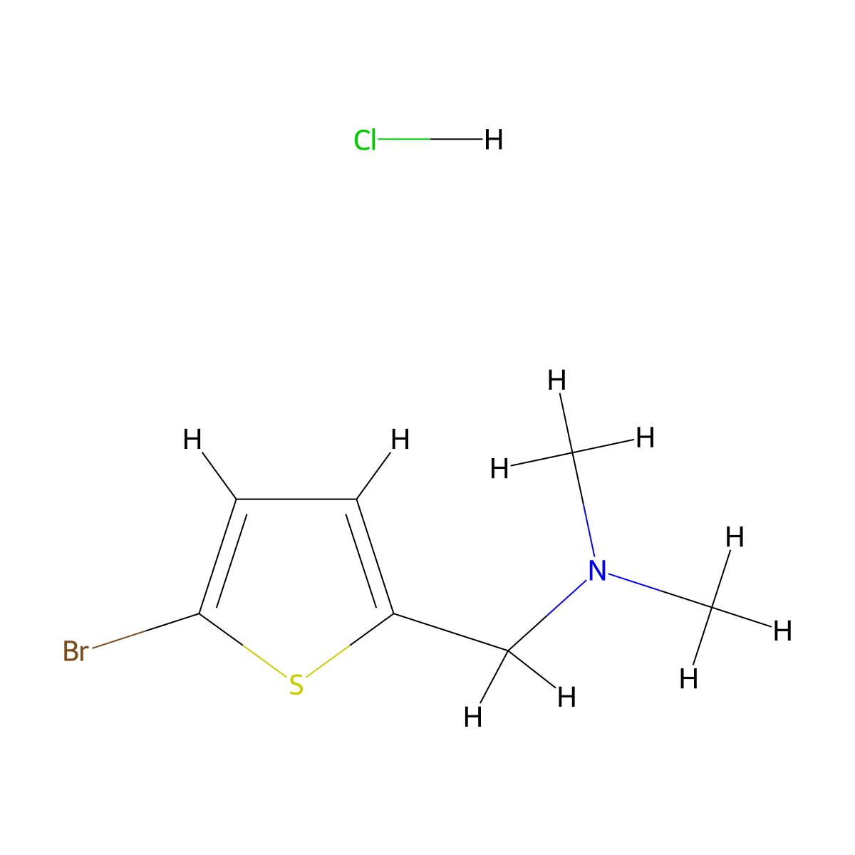 ((5-Bromothiophen-2-yl)methyl)dimethylamine hydrochloride molecular structure, CAS 2680537-53-3