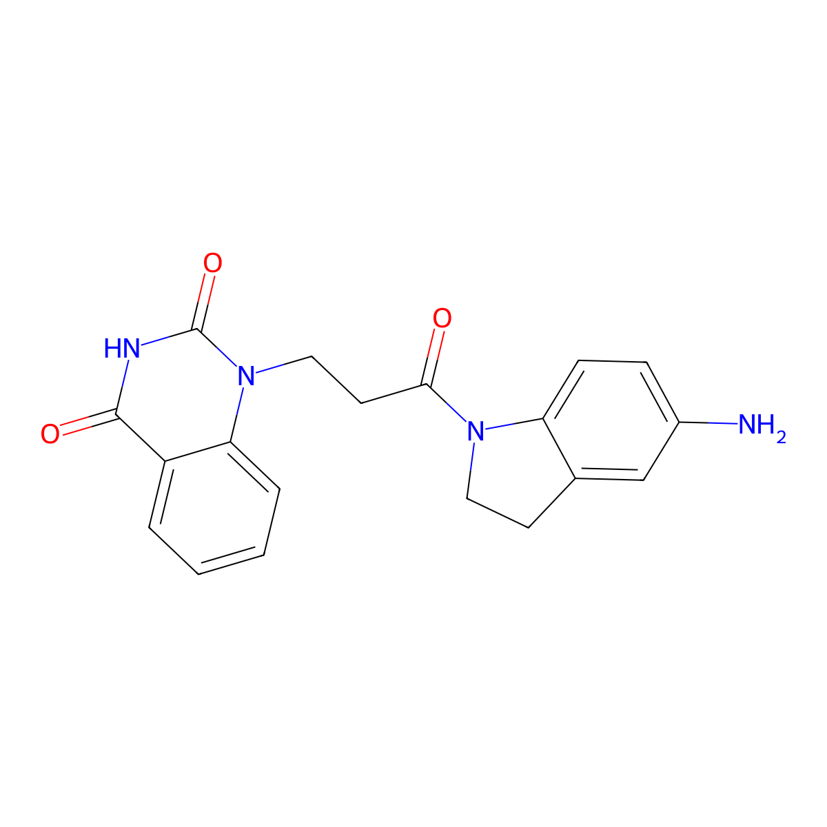 1-[3-(5-amino-2,3-dihydro-1H-indol-1-yl)-3-oxopropyl]-1,2,3,4-tetrahydroquinazoline-2,4-dione molecular structure, CAS 2680537-60-2