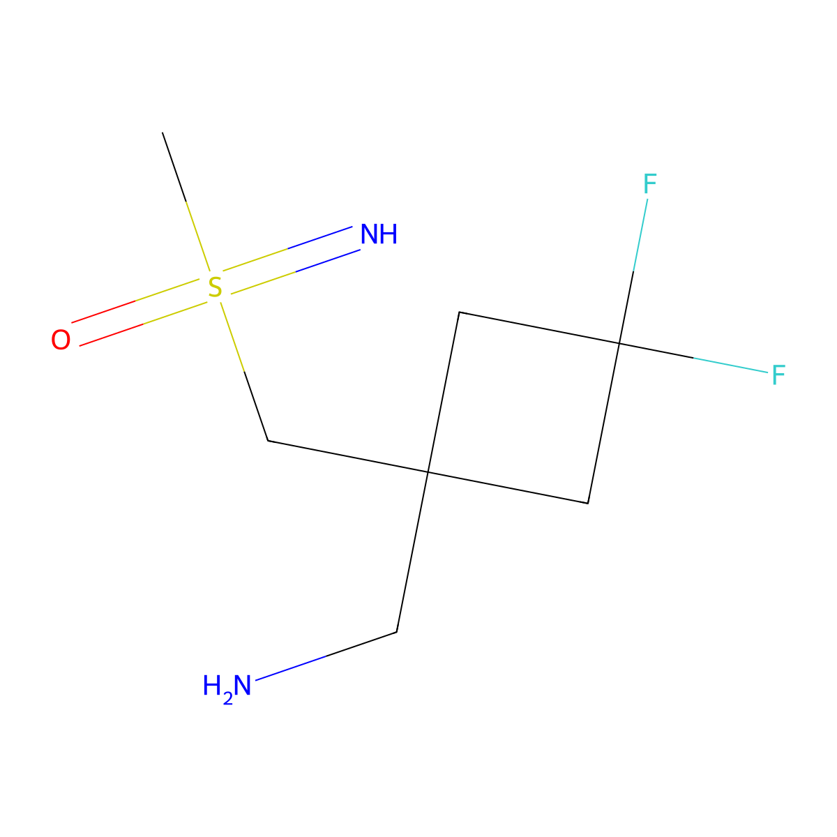 {[1-(Aminomethyl)-3,3-difluorocyclobutyl]methyl}(imino)methyl-lambda6-sulfanone molecular structure, CAS 2680537-61-3