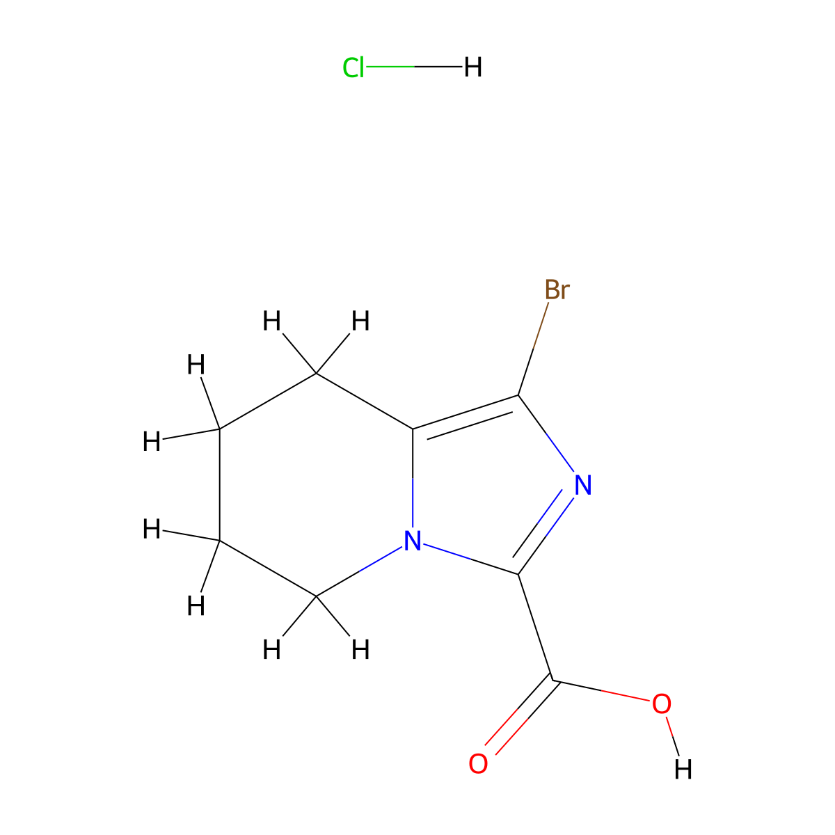 1-bromo-5H,6H,7H,8H-imidazo[1,5-a]pyridine-3-carboxylic acid hydrochloride molecular structure, CAS 2680537-66-8