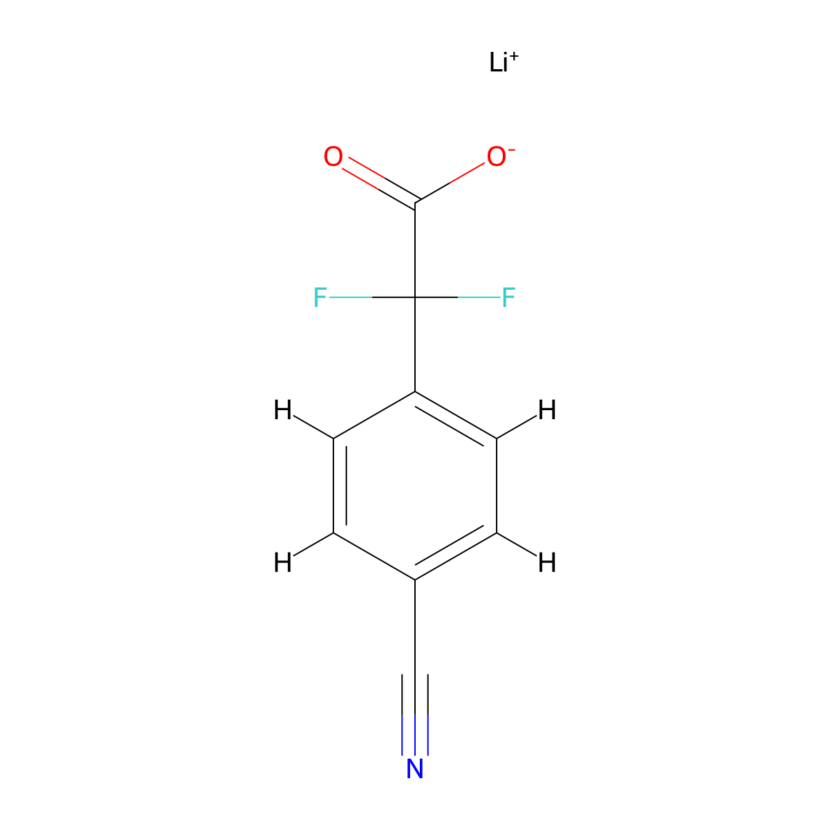 Lithium(1+) 2-(4-cyanophenyl)-2,2-difluoroacetate molecular structure, CAS 2680537-70-4