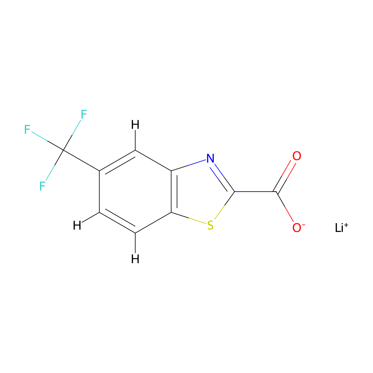 Lithium(1+) 5-(trifluoromethyl)-1,3-benzothiazole-2-carboxylate molecular structure, CAS 2680537-75-9