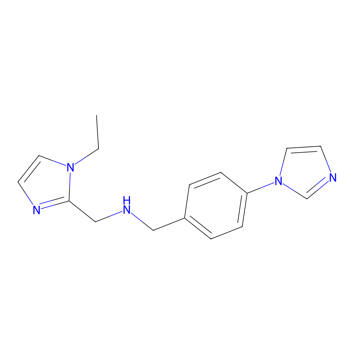 [(1-ethyl-1H-imidazol-2-yl)methyl]({[4-(1H-imidazol-1-yl)phenyl]methyl})amine molecular structure, CAS 2680538-75-2
