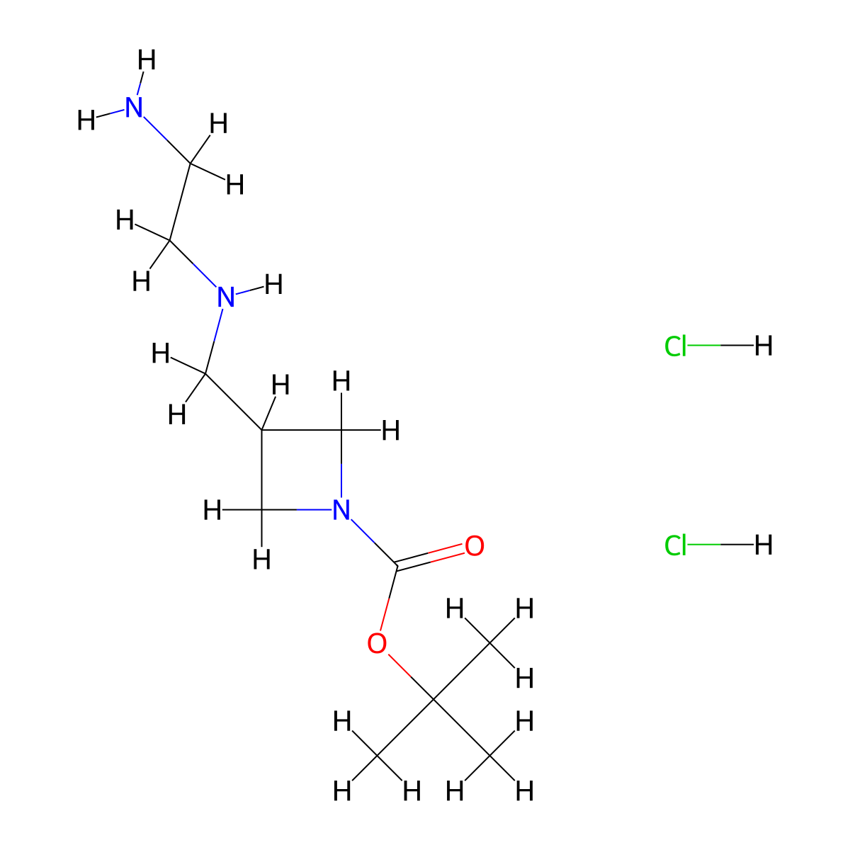 Tert-butyl 3-{[(2-aminoethyl)amino]methyl}azetidine-1-carboxylate dihydrochloride molecular structure, CAS 2680538-78-5