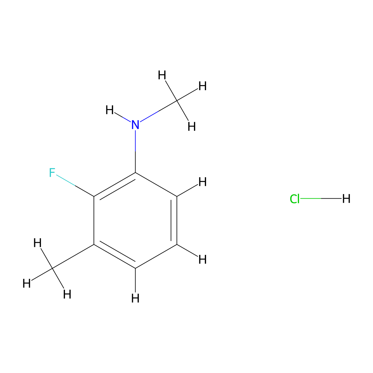 2-fluoro-N,3-dimethylaniline hydrochloride molecular structure, CAS 2680538-79-6