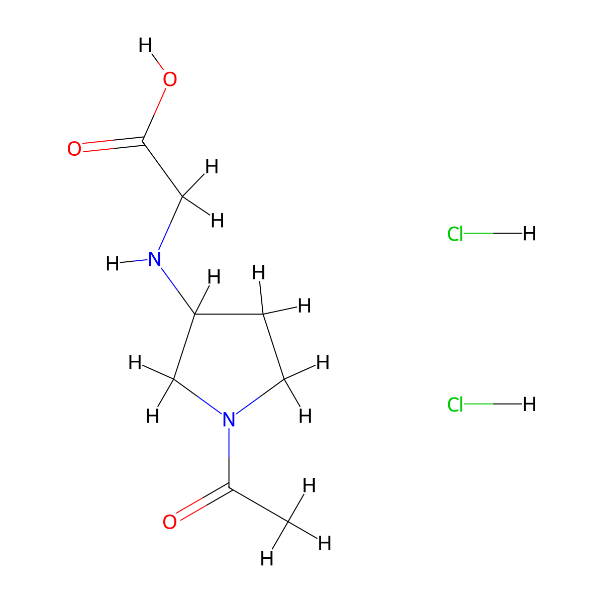 2-[(1-Acetylpyrrolidin-3-yl)amino]acetic acid dihydrochloride molecular structure, CAS 2680538-95-6