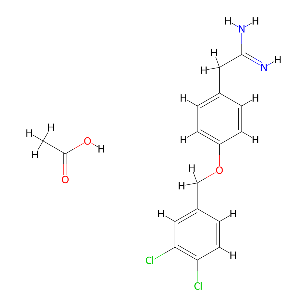 2-{4-[(3,4-Dichlorophenyl)methoxy]phenyl}ethanimidamide, acetic acid molecular structure, CAS 2680538-96-7