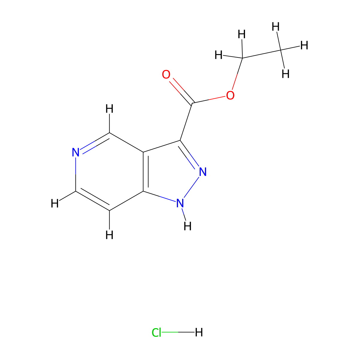 ethyl 1H-pyrazolo(4,3-c)pyridine-3-carboxylate hydrochloride molecular structure, CAS 2680539-00-6