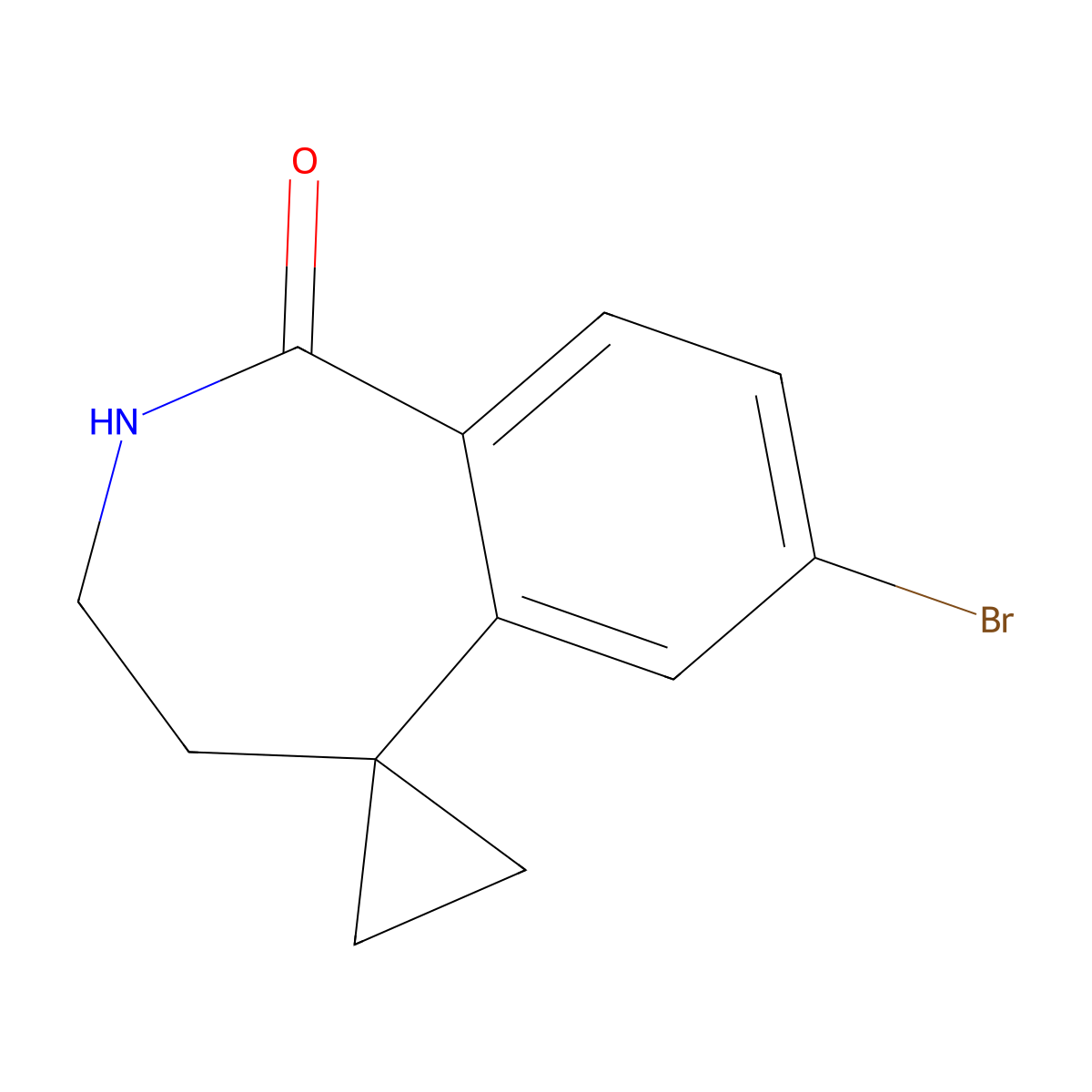 7-Bromo-1,2,3,4-tetrahydrospiro[2-benzazepine-5,1'-cyclopropan]-1-one molecular structure, CAS 2680539-03-9