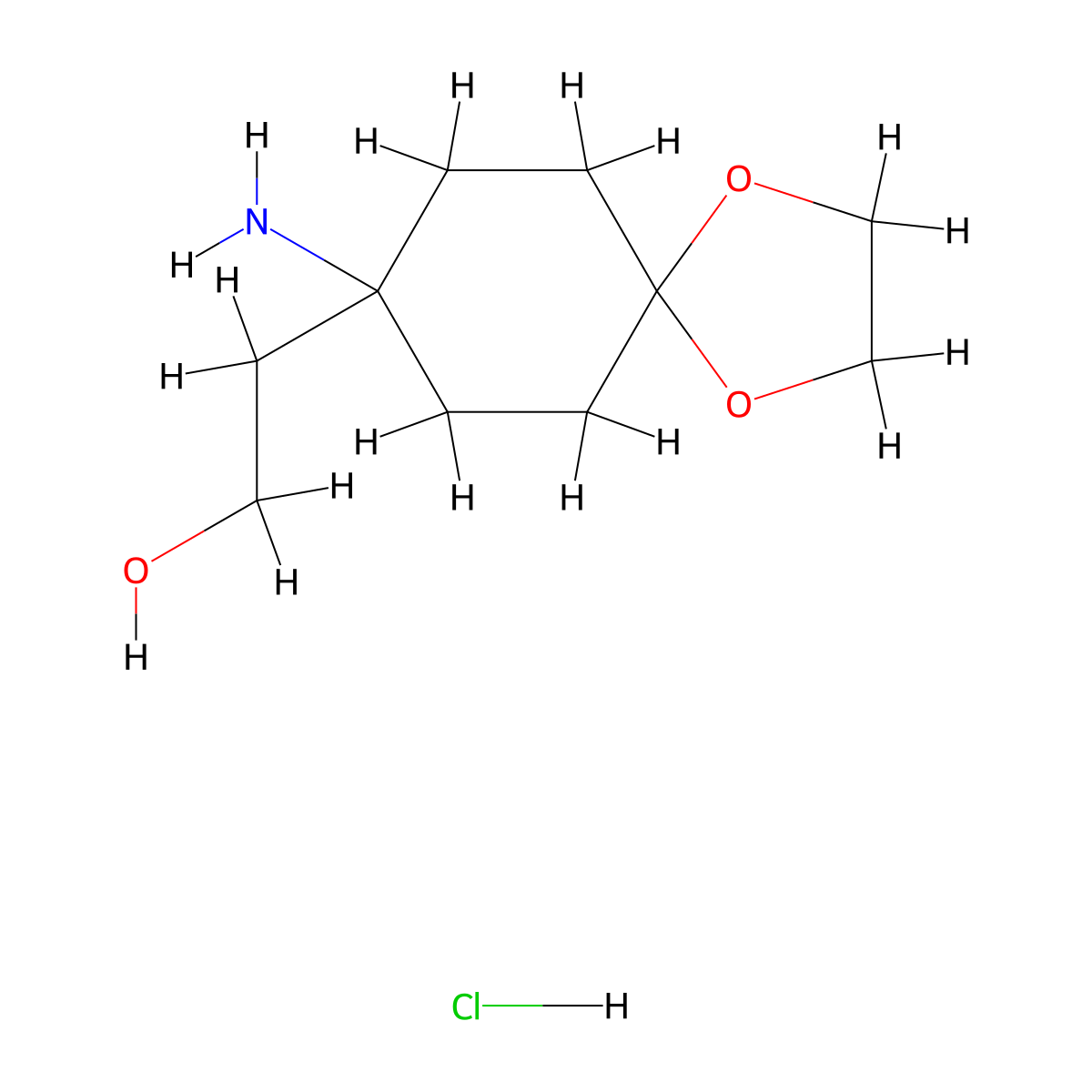 2-{8-Amino-1,4-dioxaspiro[4.5]decan-8-yl}ethan-1-ol hydrochloride molecular structure, CAS 2680539-05-1