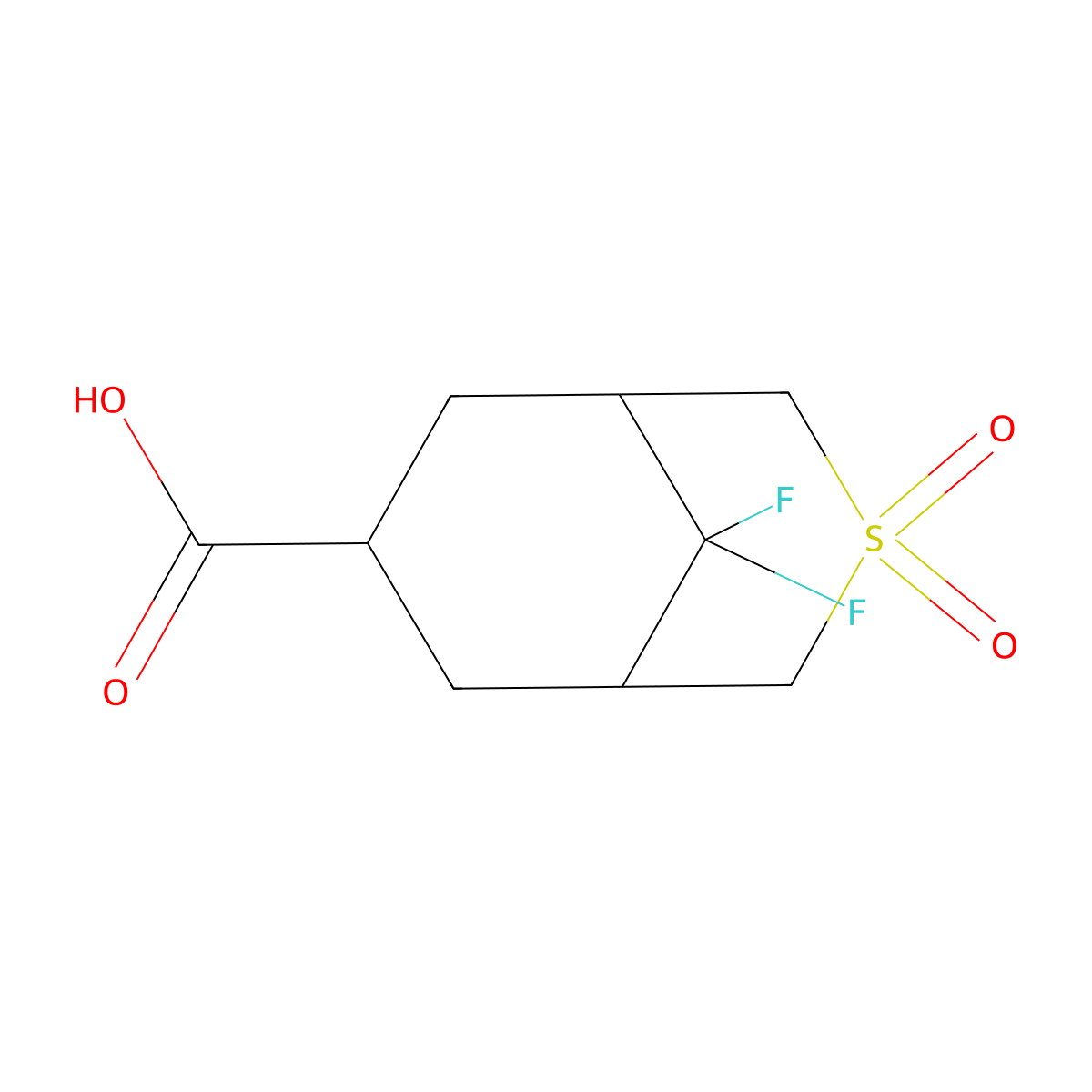 9,9-Difluoro-3,3-dioxo-3lambda6-thiabicyclo[3.3.1]nonane-7-carboxylic acid molecular structure, CAS 2680539-06-2