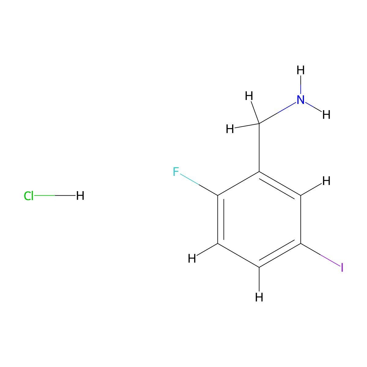(2-Fluoro-5-iodophenyl)methanamine hydrochloride molecular structure, CAS 2680539-10-8