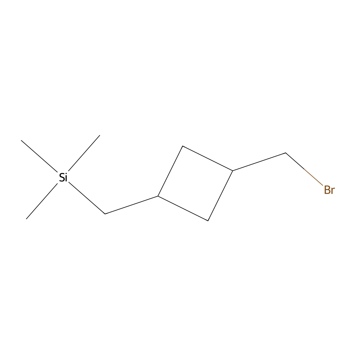 {[3-(bromomethyl)cyclobutyl]methyl}trimethylsilane, Mixture of diastereomers molecular structure, CAS 2680539-16-4