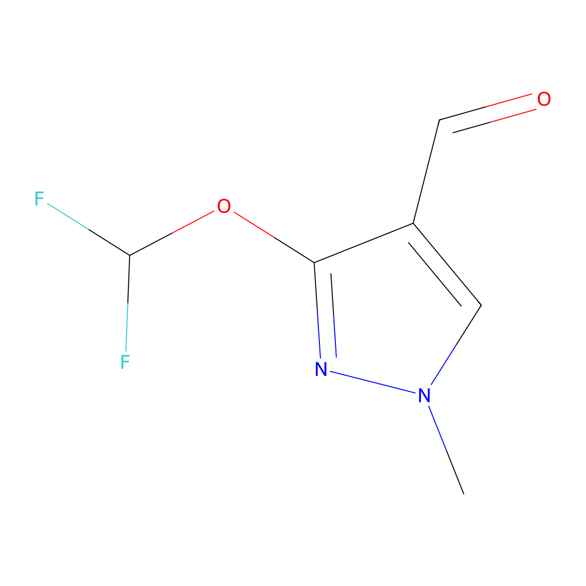 3-(difluoromethoxy)-1-methyl-1H-pyrazole-4-carbaldehyde molecular structure, CAS 2680539-25-5