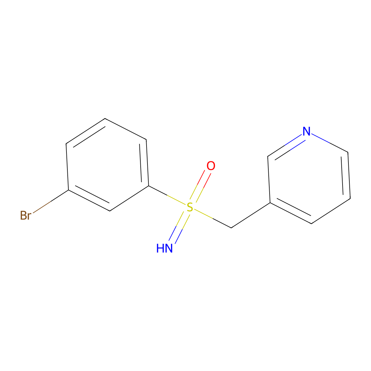 (3-Bromophenyl)(imino)[(pyridin-3-yl)methyl]-lambda6-sulfanone molecular structure, CAS 2680539-28-8