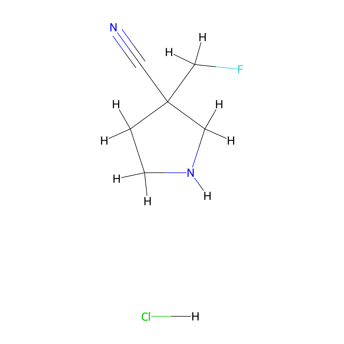 3-(Fluoromethyl)pyrrolidine-3-carbonitrile hydrochloride molecular structure, CAS 2680539-32-4