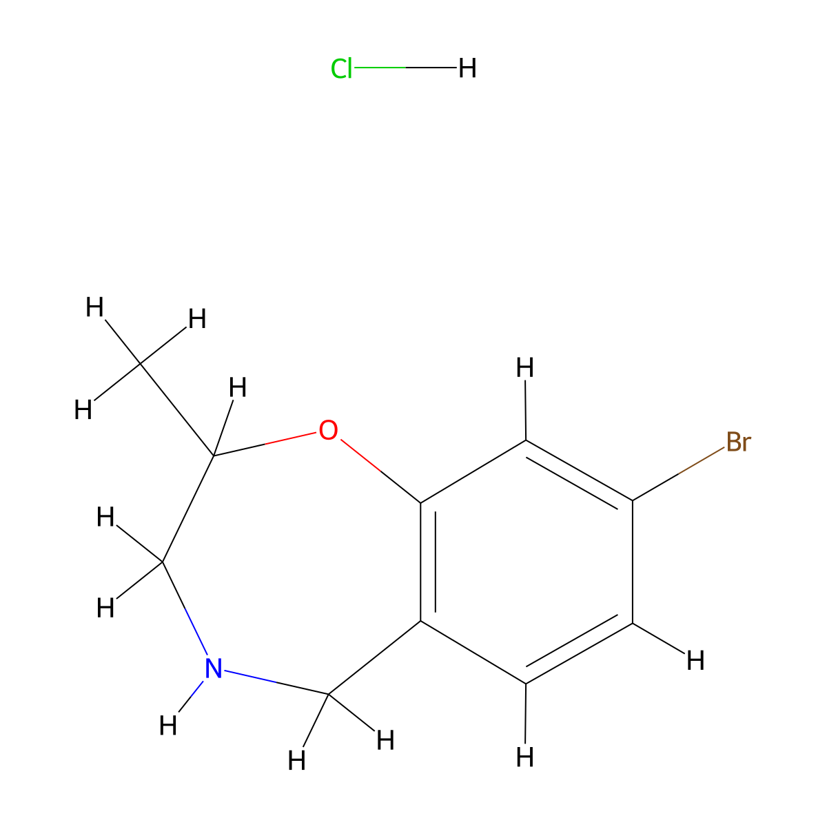 8-Bromo-2-methyl-2,3,4,5-tetrahydro-1,4-benzoxazepine hydrochloride molecular structure, CAS 2680539-43-7
