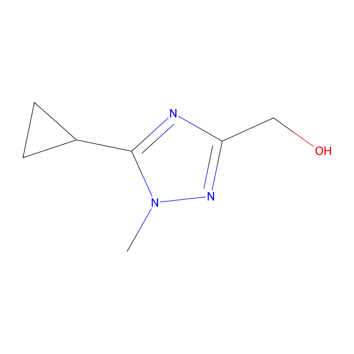 (5-cyclopropyl-1-methyl-1H-1,2,4-triazol-3-yl)methanol molecular structure, CAS 2680539-53-9
