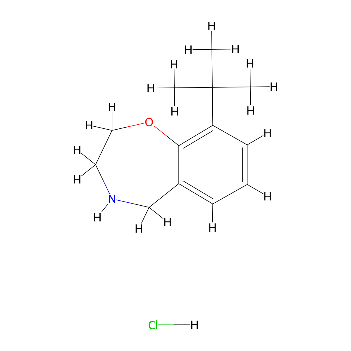 9-Tert-butyl-2,3,4,5-tetrahydro-1,4-benzoxazepine hydrochloride molecular structure, CAS 2680539-55-1