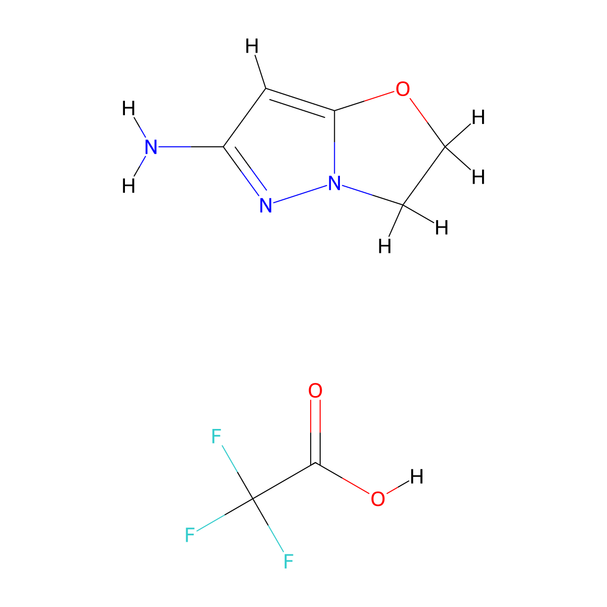 2H,3H-pyrazolo[3,2-b][1,3]oxazol-6-amine, trifluoroacetic acid molecular structure, CAS 2680539-62-0