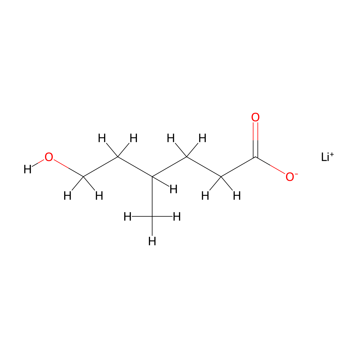 Lithium(1+) 6-hydroxy-4-methylhexanoate molecular structure, CAS 2680539-75-5