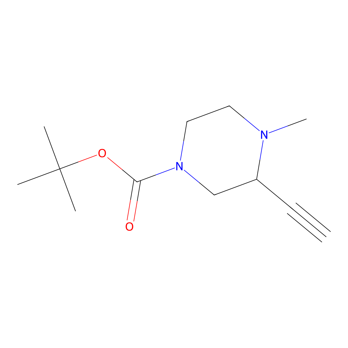 Tert-butyl 3-ethynyl-4-methylpiperazine-1-carboxylate molecular structure, CAS 2680539-80-2
