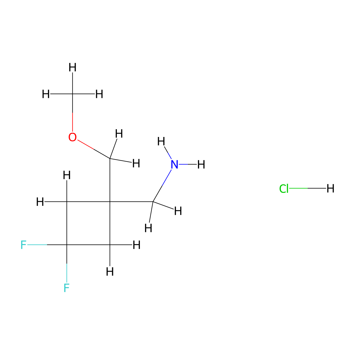 1-[3,3-Difluoro-1-(methoxymethyl)cyclobutyl]methanamine hydrochloride molecular structure, CAS 2680539-81-3