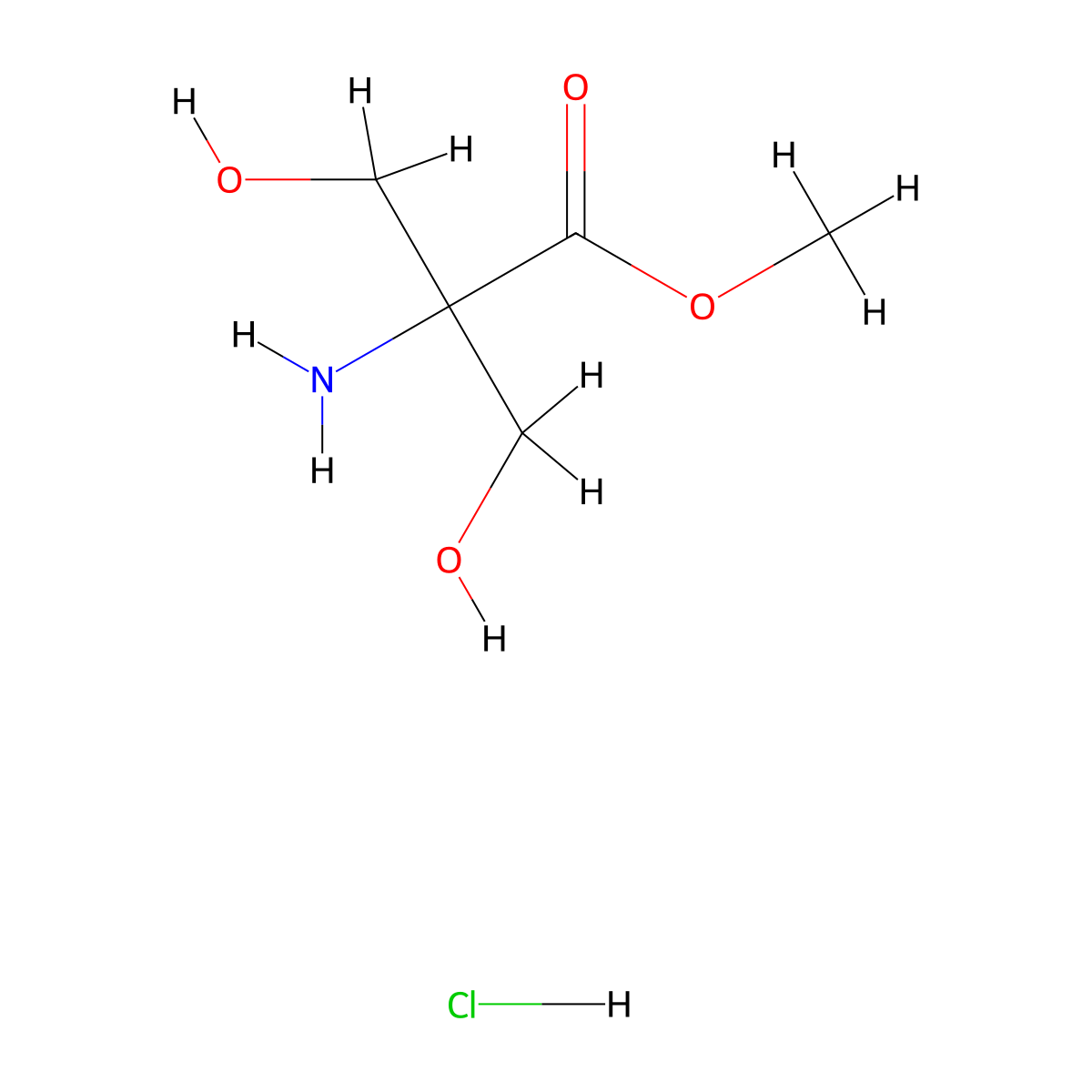 Methyl 2-amino-3-hydroxy-2-(hydroxymethyl)propanoate hydrochloride molecular structure, CAS 2680540-01-4