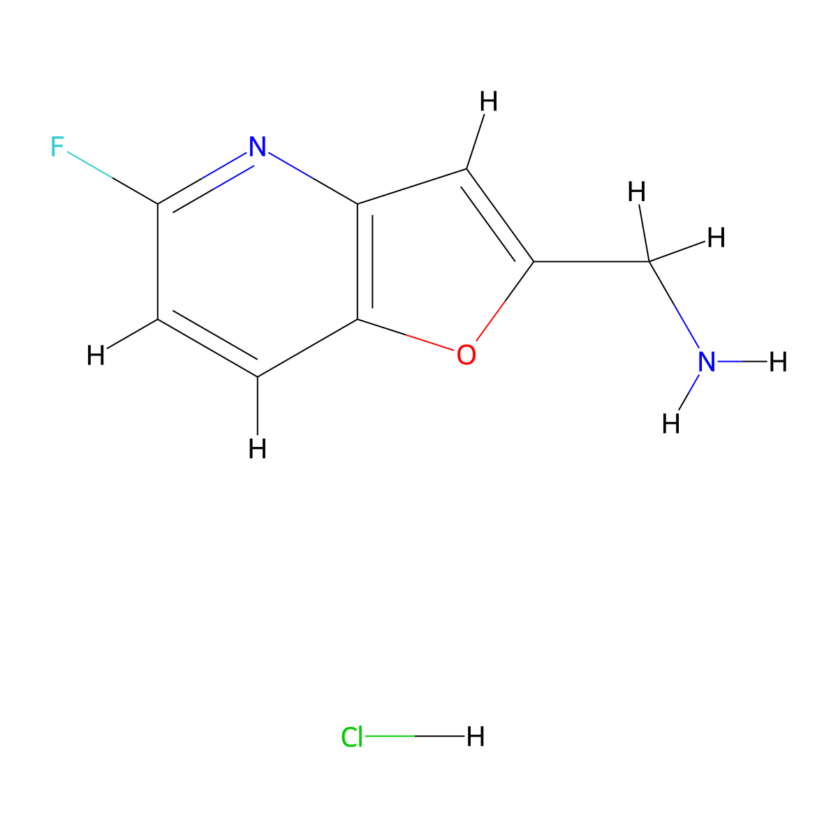 1-{5-Fluorofuro[3,2-b]pyridin-2-yl}methanamine hydrochloride molecular structure, CAS 2680540-03-6