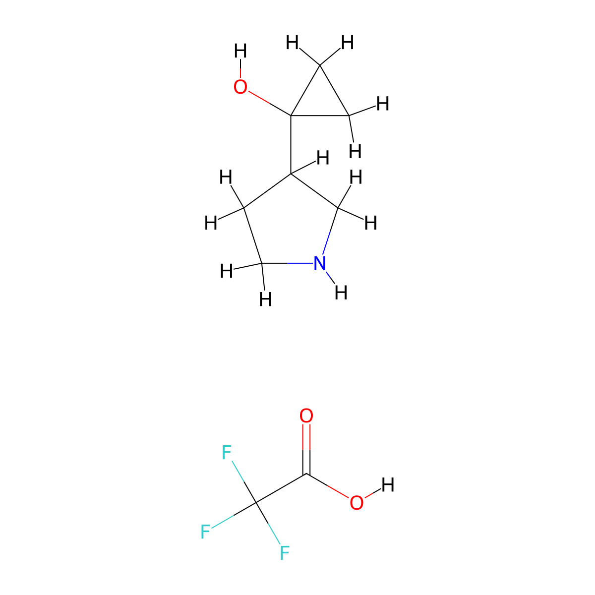1-(Pyrrolidin-3-yl)cyclopropan-1-ol, trifluoroacetic acid molecular structure, CAS 2680540-09-2