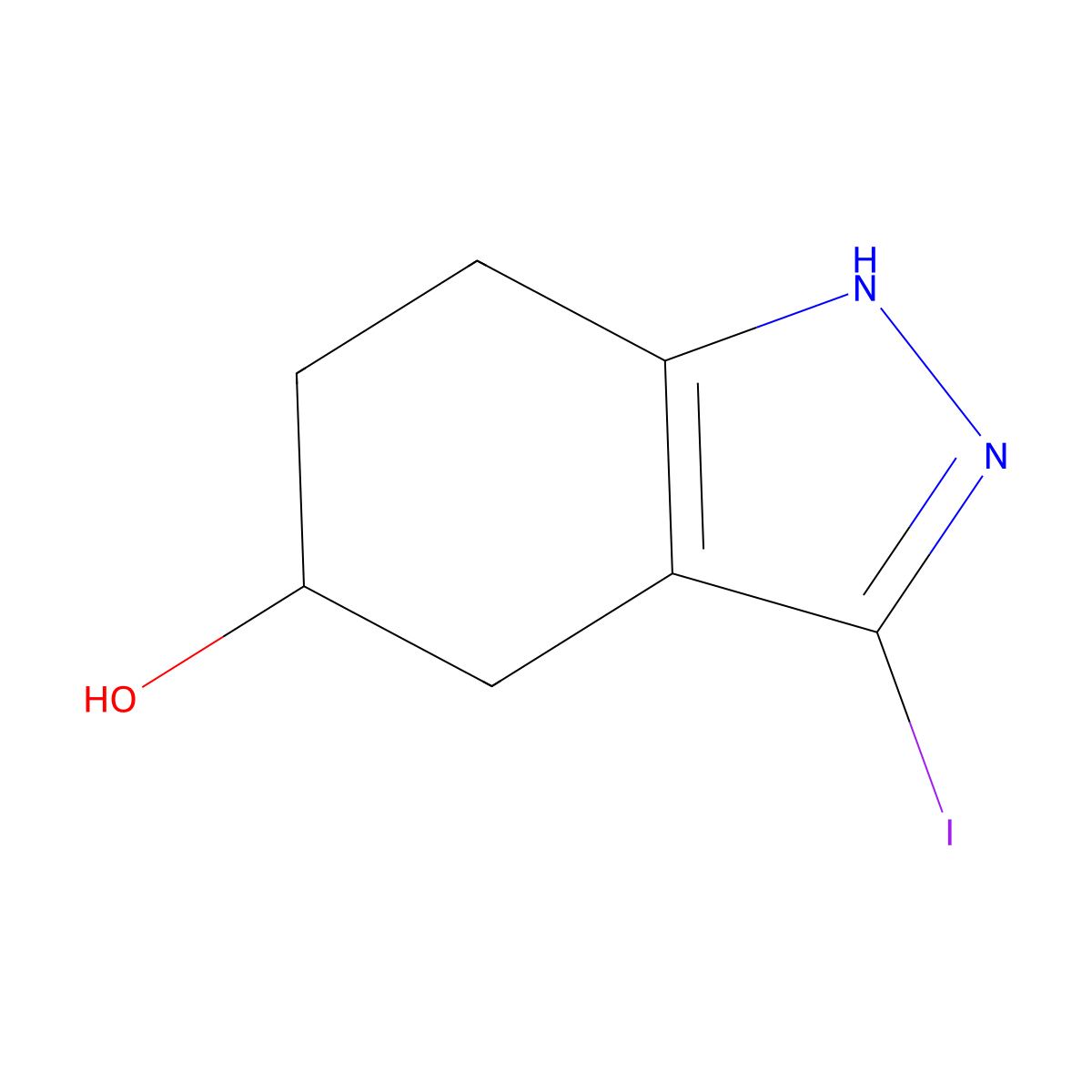 3-iodo-4,5,6,7-tetrahydro-1H-indazol-5-ol molecular structure, CAS 2680540-13-8