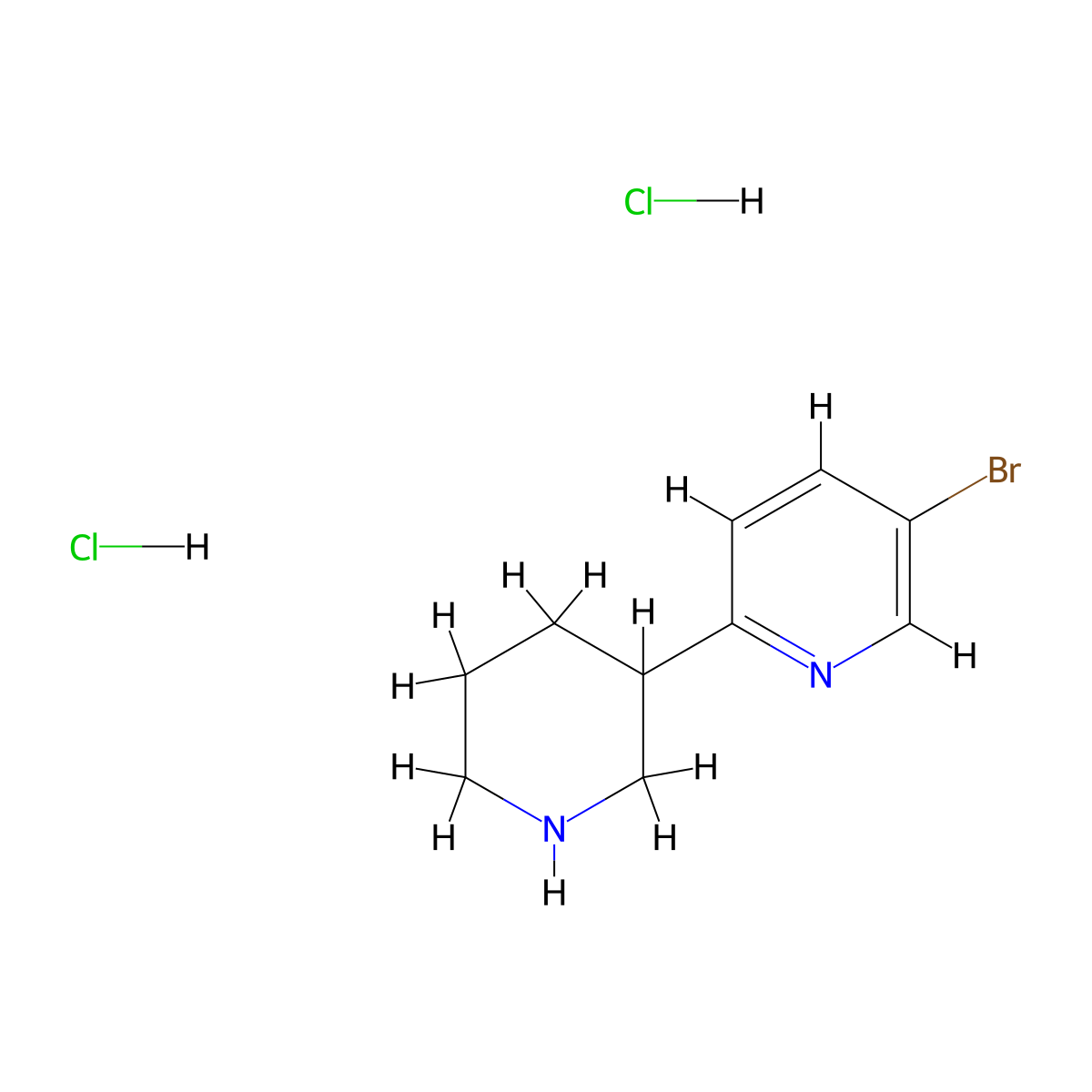 5-Bromo-2-(piperidin-3-yl)pyridine dihydrochloride molecular structure, CAS 2680540-19-4