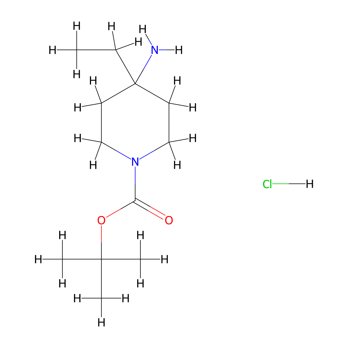 Tert-butyl 4-amino-4-ethylpiperidine-1-carboxylate hydrochloride molecular structure, CAS 2680540-20-7